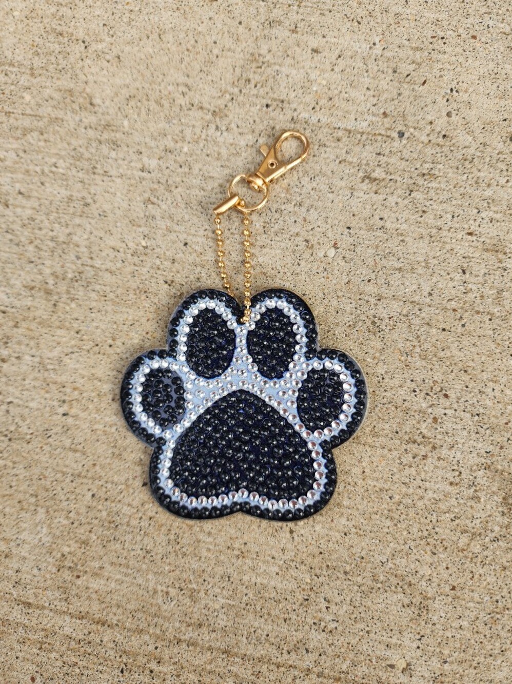 Sparkling Black Paw Print Key & Card Holder Charm